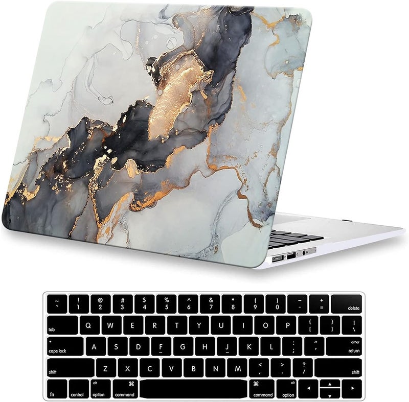 KEROM Compatible for MacBook Air 13 inch Case 2025-2022 M4 M3 M2 A3240 A3113 A2681, MacBook Air M4 13 inch Case, Protective Plastic Hard Shell & Keyboard Cover for Mac Air 13.6'', Blue Gold - Image 1